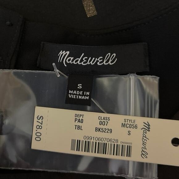 NEW Madewell Black Gold Metallic Jacquard Puff Short Sleeve Blouse Top Size S - Picture 3 of 4